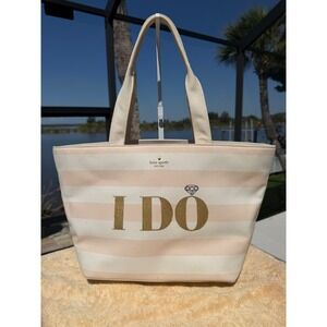 Kate Spade Bride "I Do, I Did" Canvas Tote Custom Wedding Storybook lining